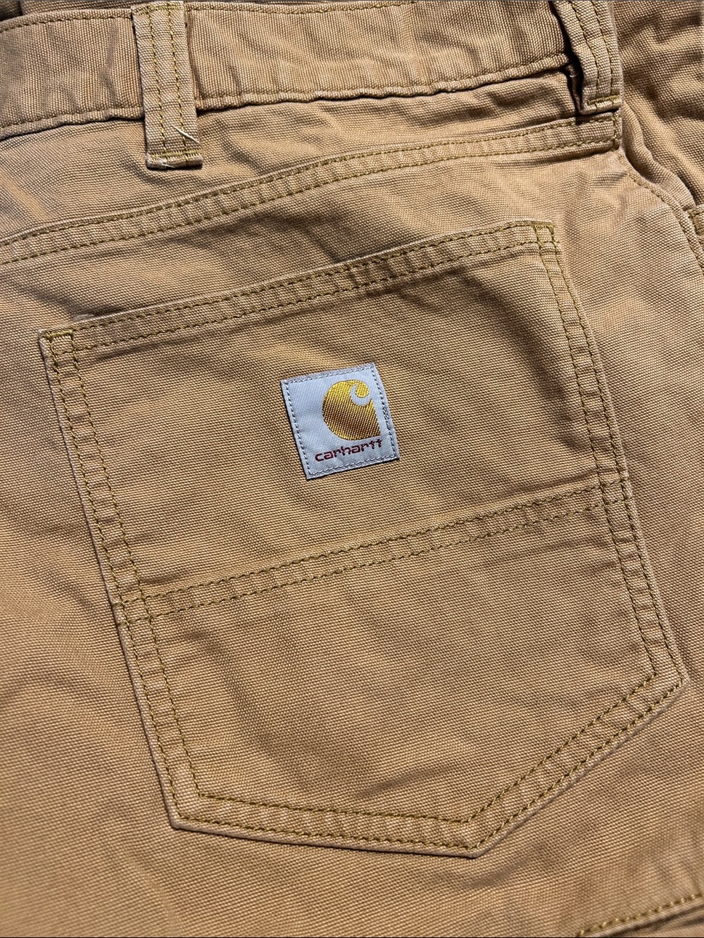 Carhartt Men's Khaki/Tan Work Chinos with Logo Patch